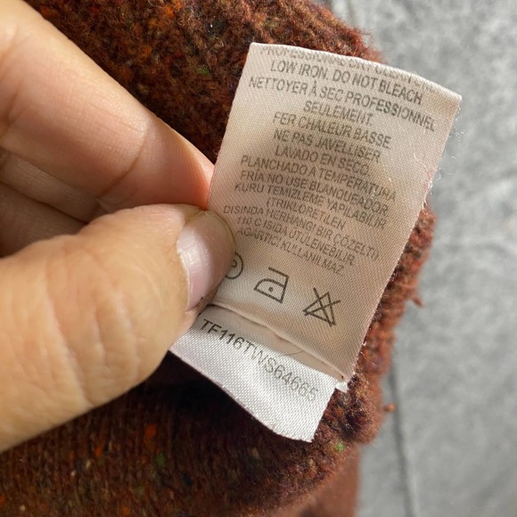 Tibi Sweater Small Terracotta Brown Tweed Knit Oversized Turtleneck Long Sleeve - Picture 12 of 13
